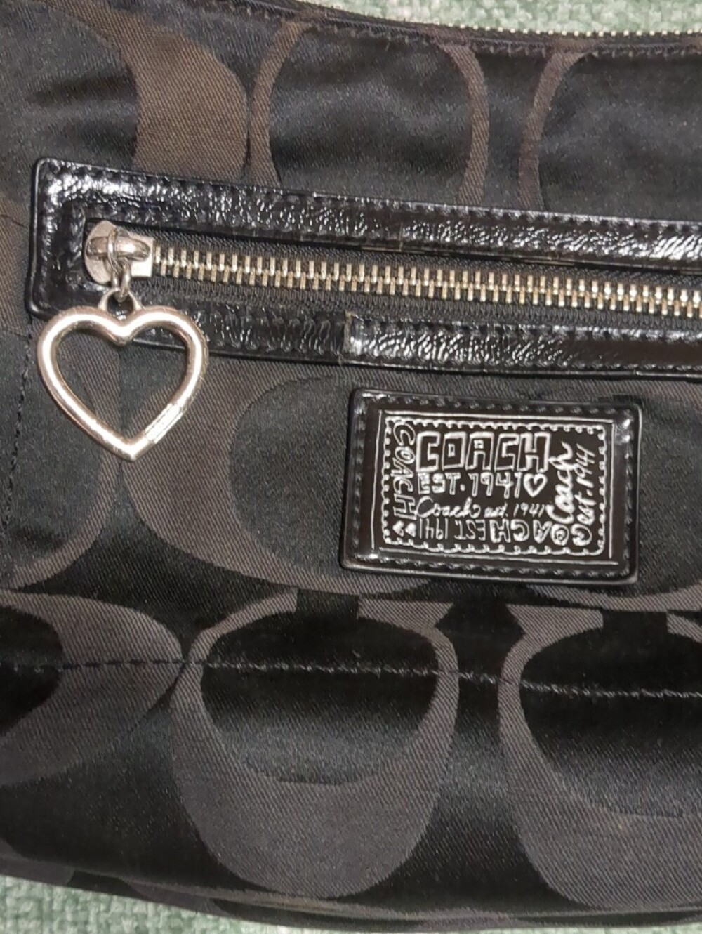 Y2K Coach Black Signature Jacquard Small Shoulder Bag… - Gem